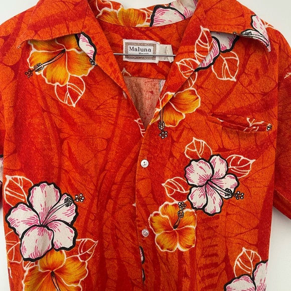 Vintage Hawaiian Floral Maluna Hawaiian Vintage Casual Shirts for Men Size M - Picture 2 of 5